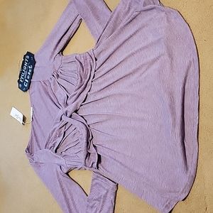 Rosegal Twist Front Tunic Top Purple 1X New Long Sleeve